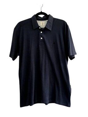 Volcom Mens Polo Shirt Large Cotton Navy Blue